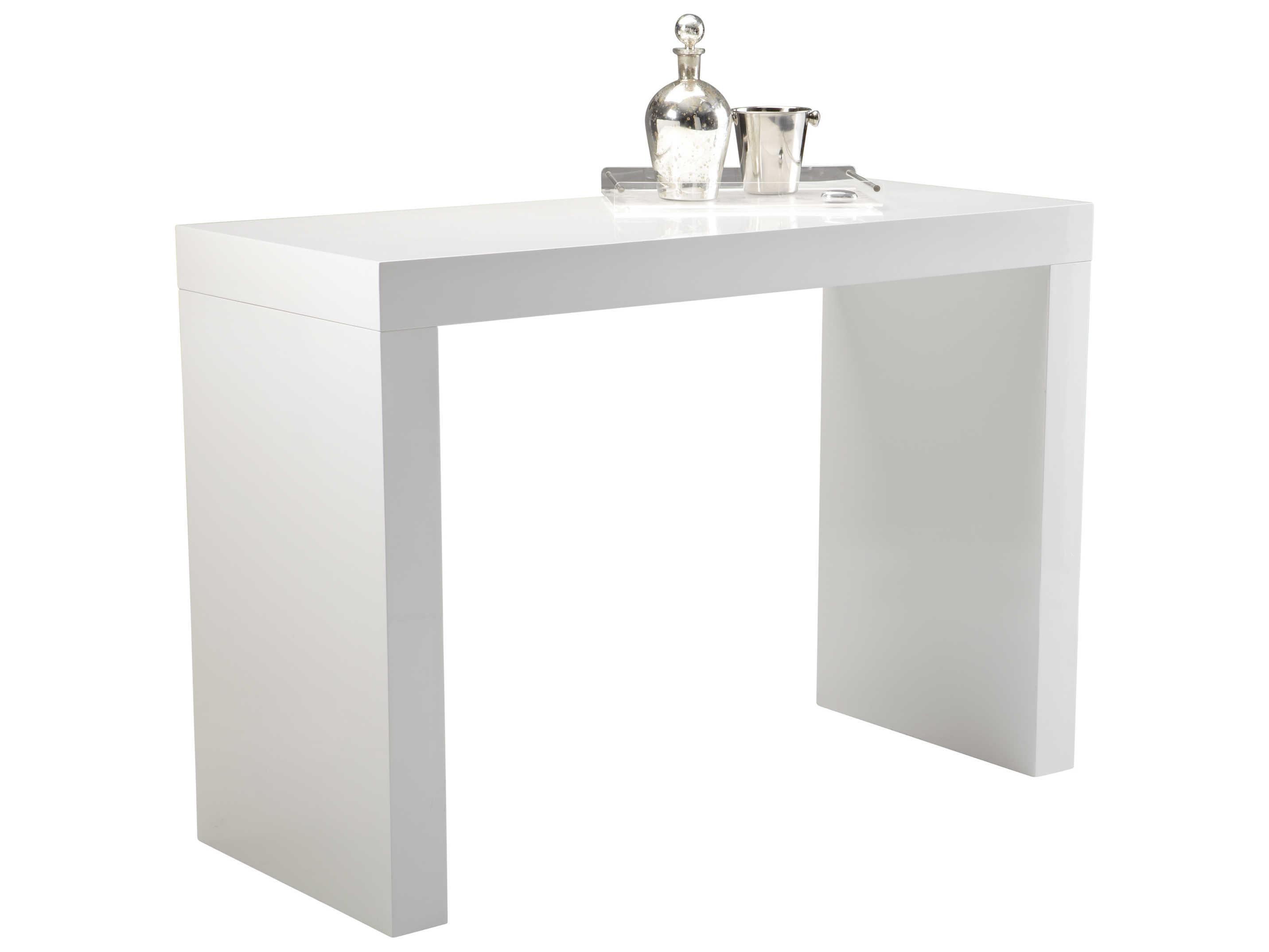 Sunpan Ikon High Gloss White Rectangular Wood Bar Table