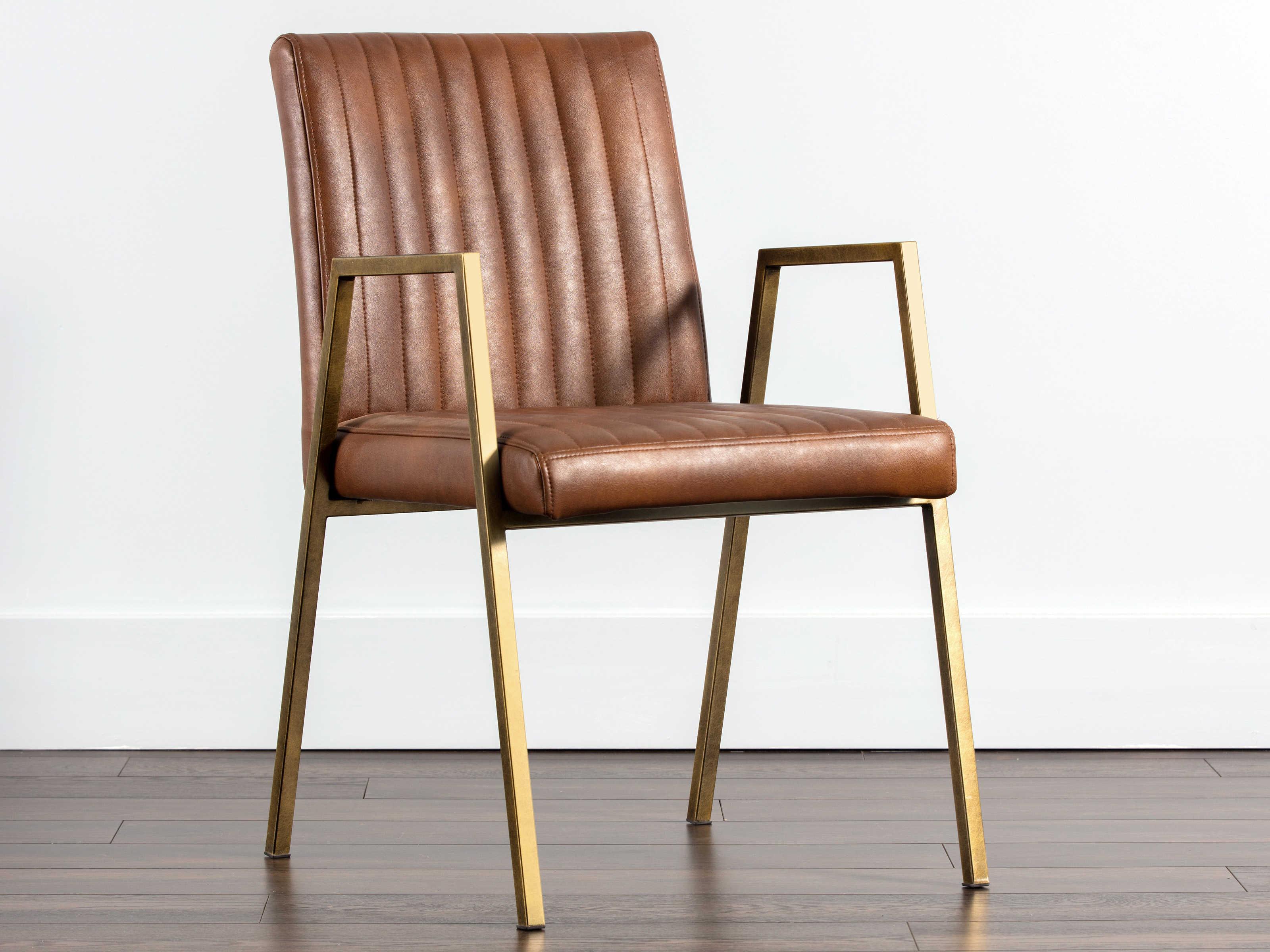 Sunpan Ikon Homer Brown Arm Dining Chair
