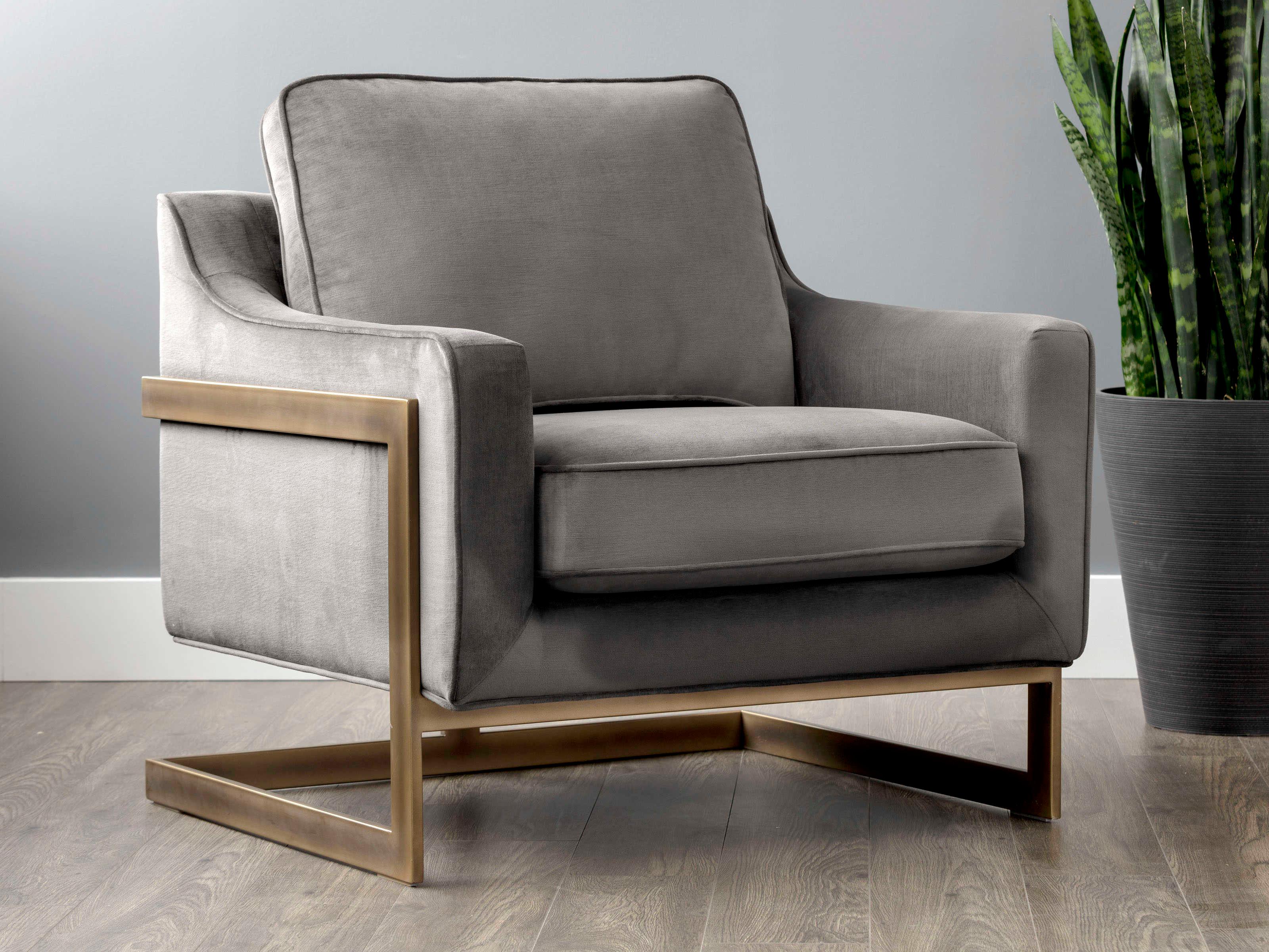 Sunpan Irongate Kalmin Gray Fabric Accent Chair