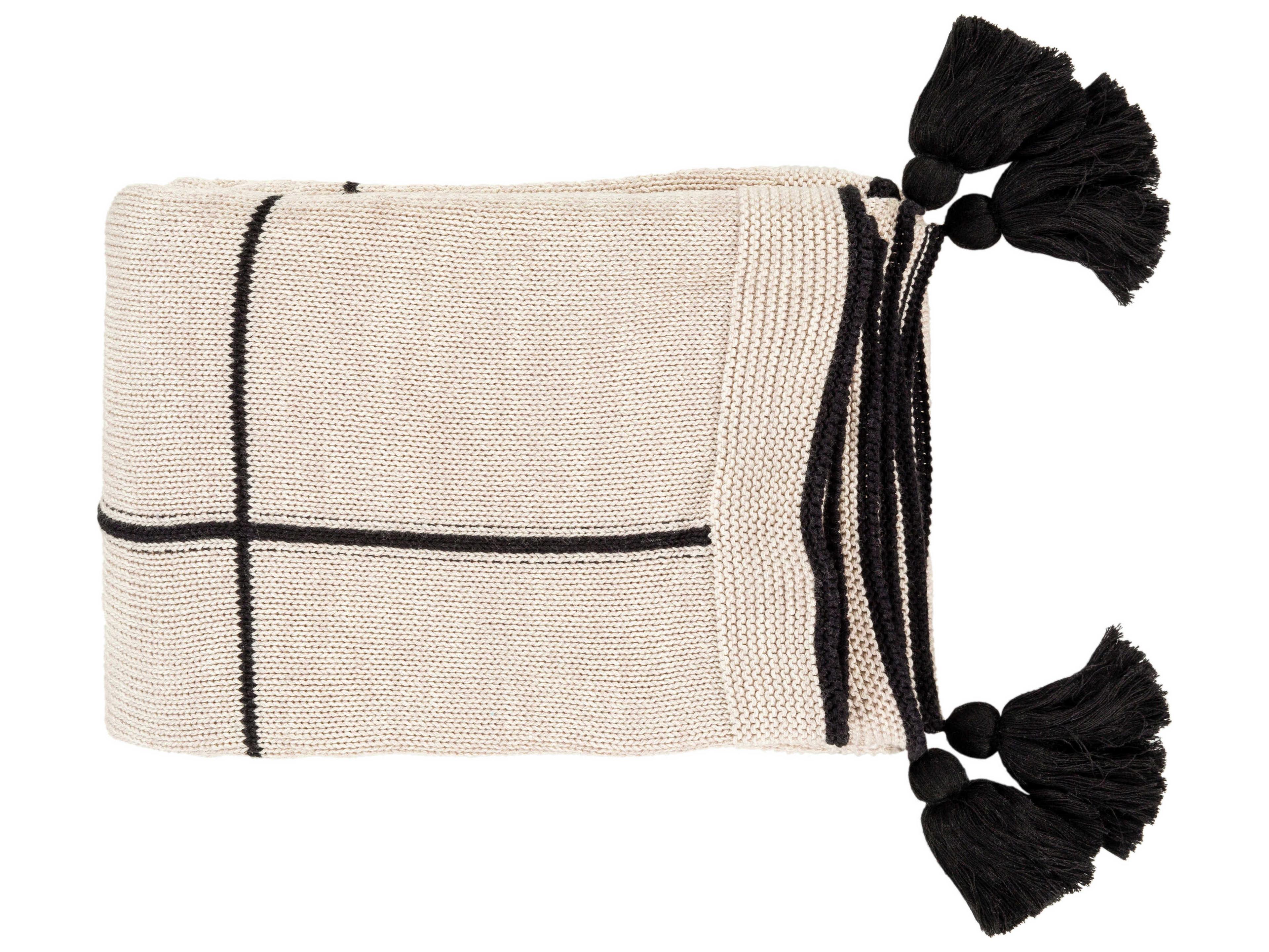 Surya Fleck Beige / Black Throw