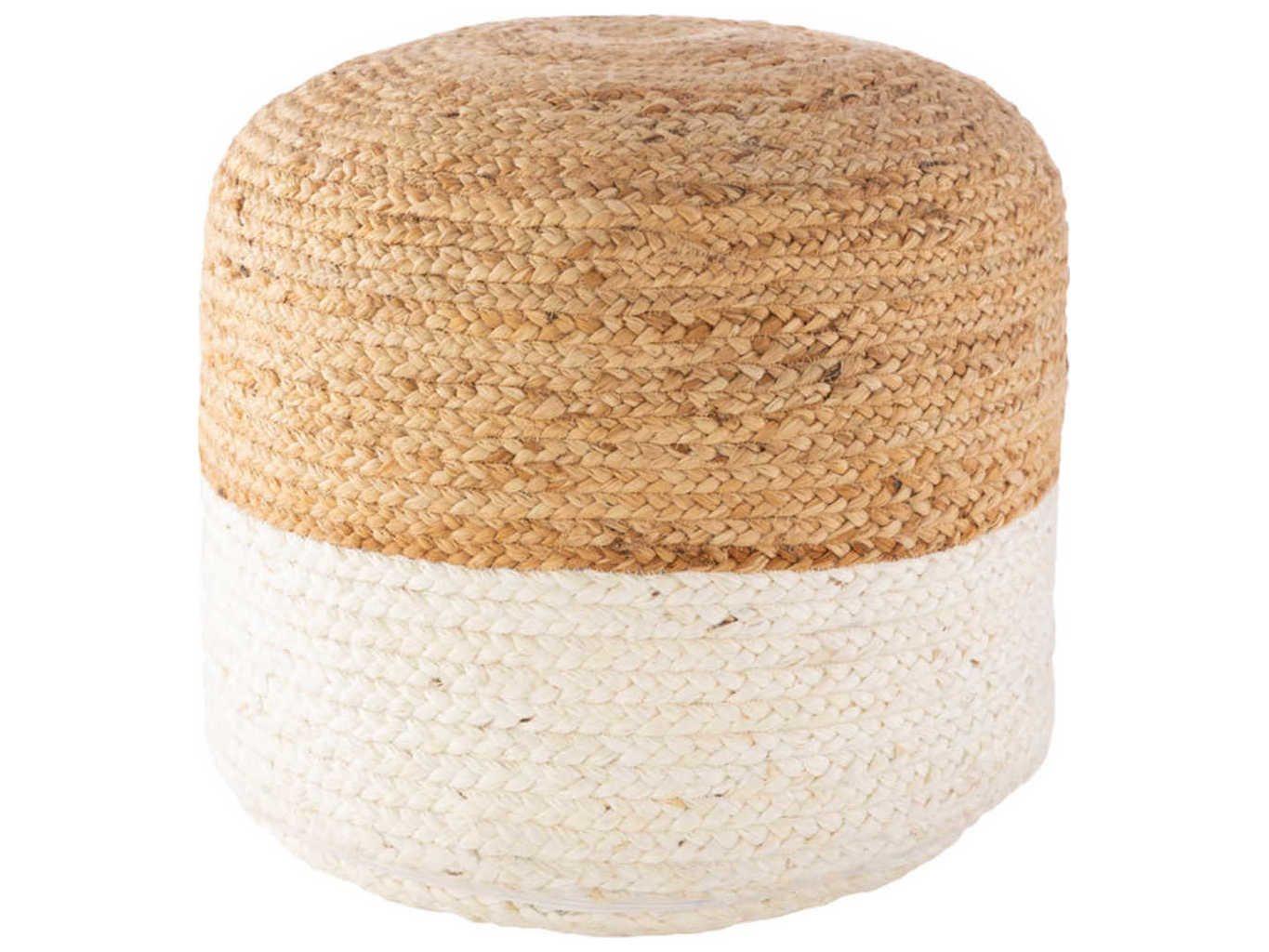 Surya Kona Khaki Ivory Brown Ottoman