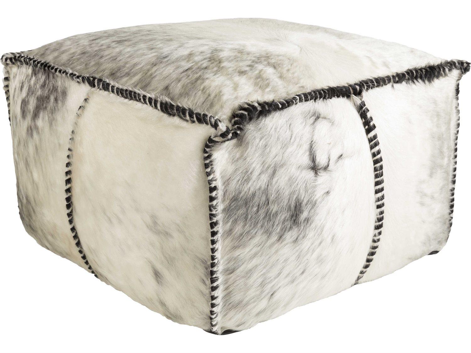 Surya Ranger Black Gray White Leather Ottoman