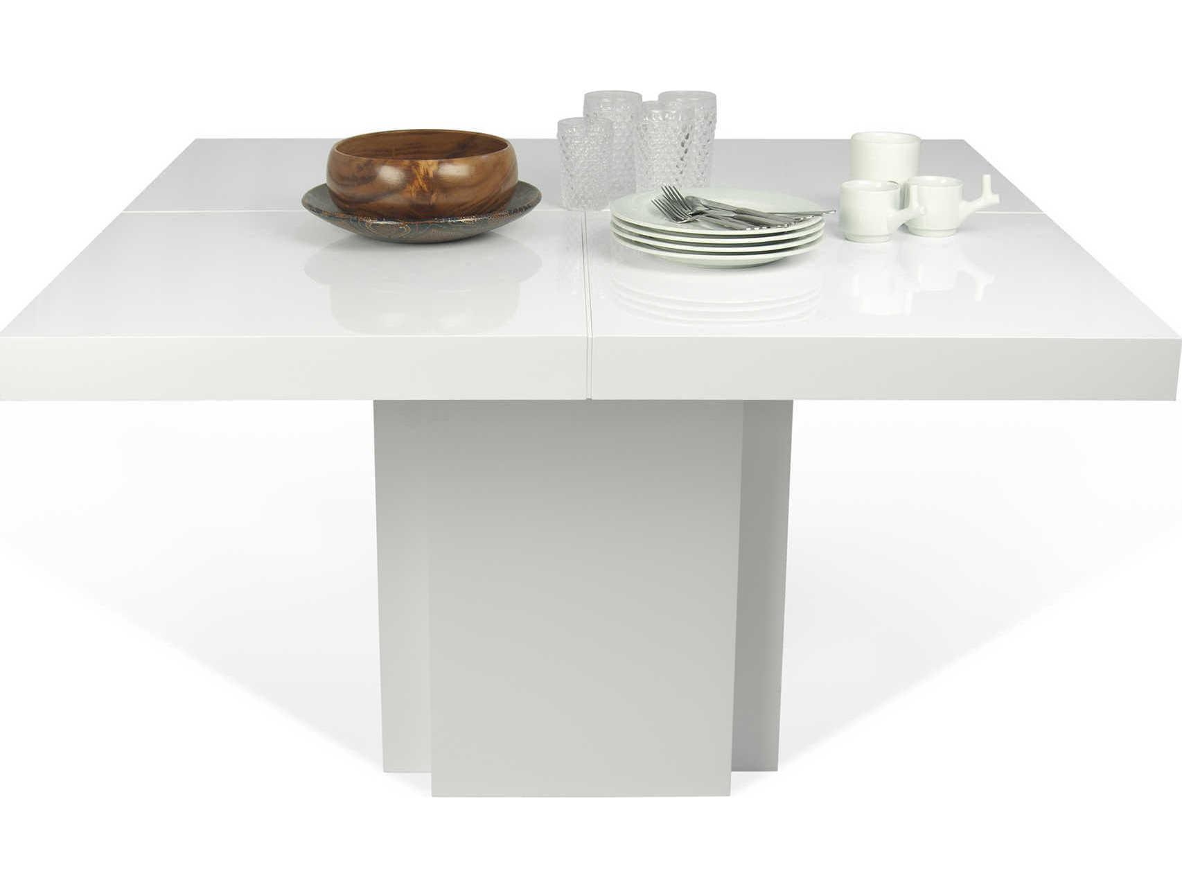 TemaHome Dusk Square Wood High Gloss White Dining Table