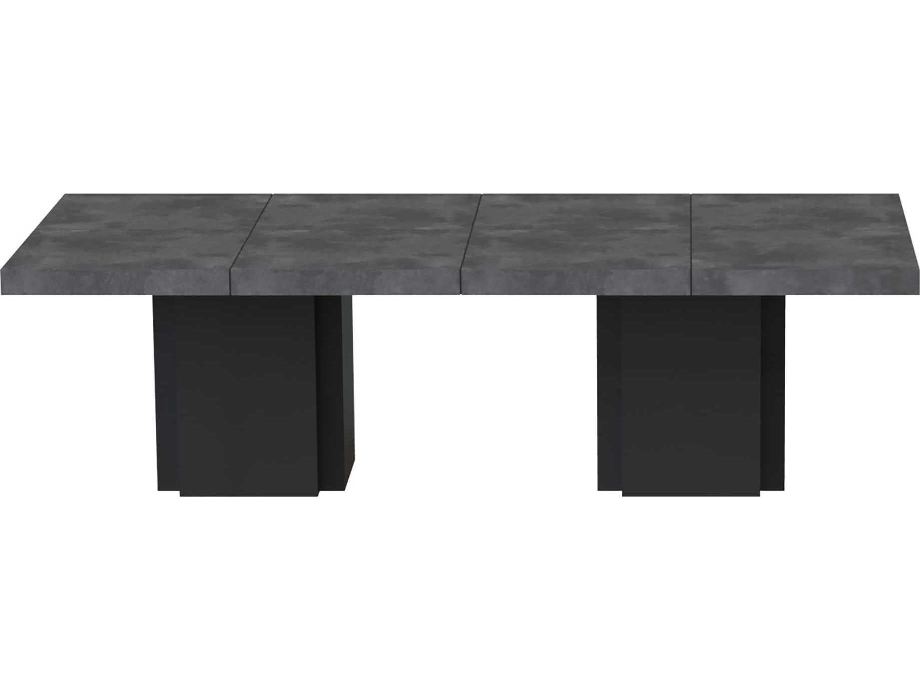 TemaHome Dusk Rectangular Wood Concrete Look Pure Black Dining Table
