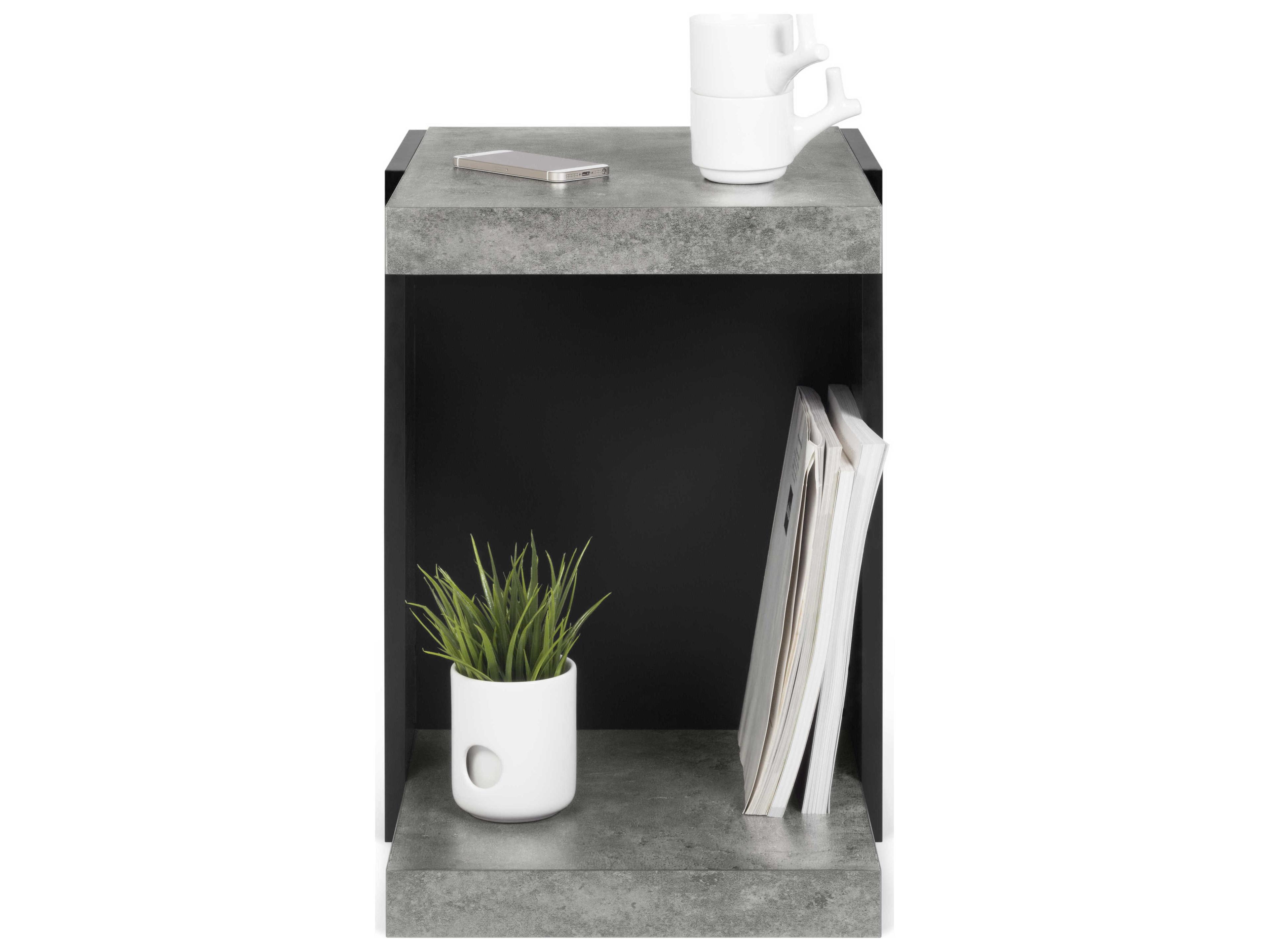 TemaHome Klaus Rectangular Wood Concrete Color Pure Black End Table