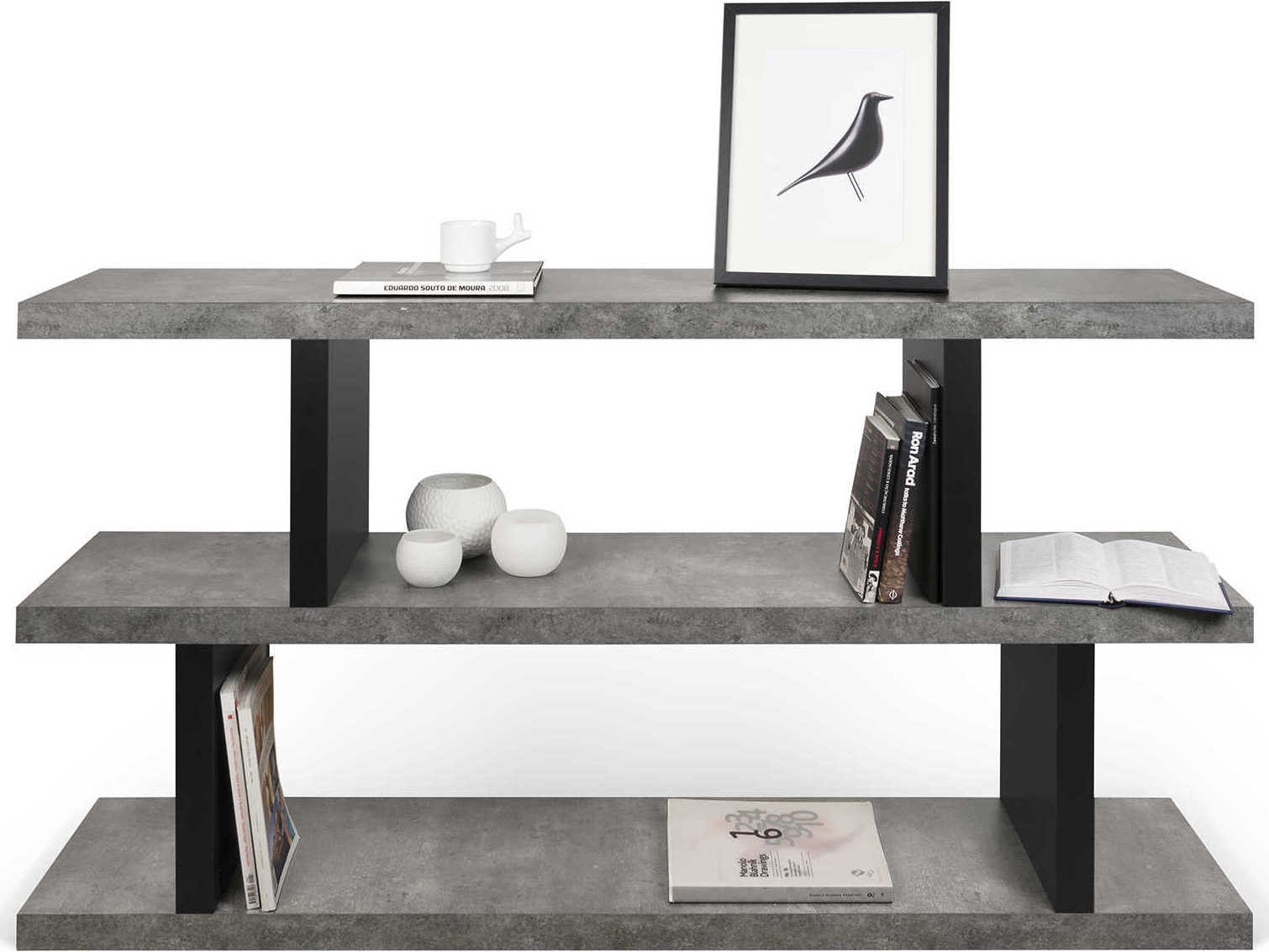 TemaHome Step Concrete Look Pure Black Bookcase