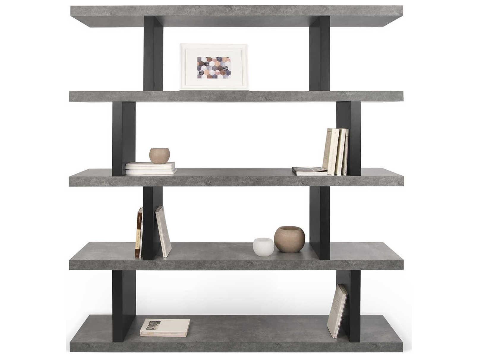 TemaHome Step Concrete Look Pure Black Bookcase