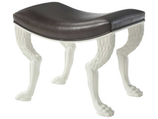 Theodore Alexander Brown Upholstered White Accent Stool