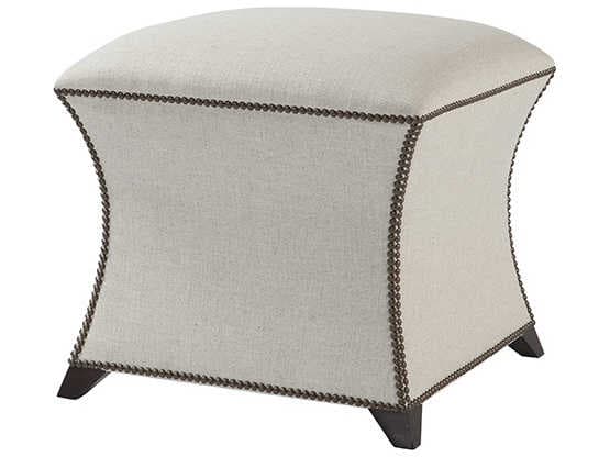 Theodore Alexander White Upholstered Accent Stool