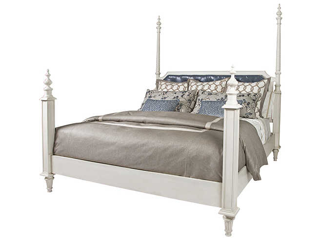 Theodore Alexander Alexa Hamption Blue Wood King Poster Bed