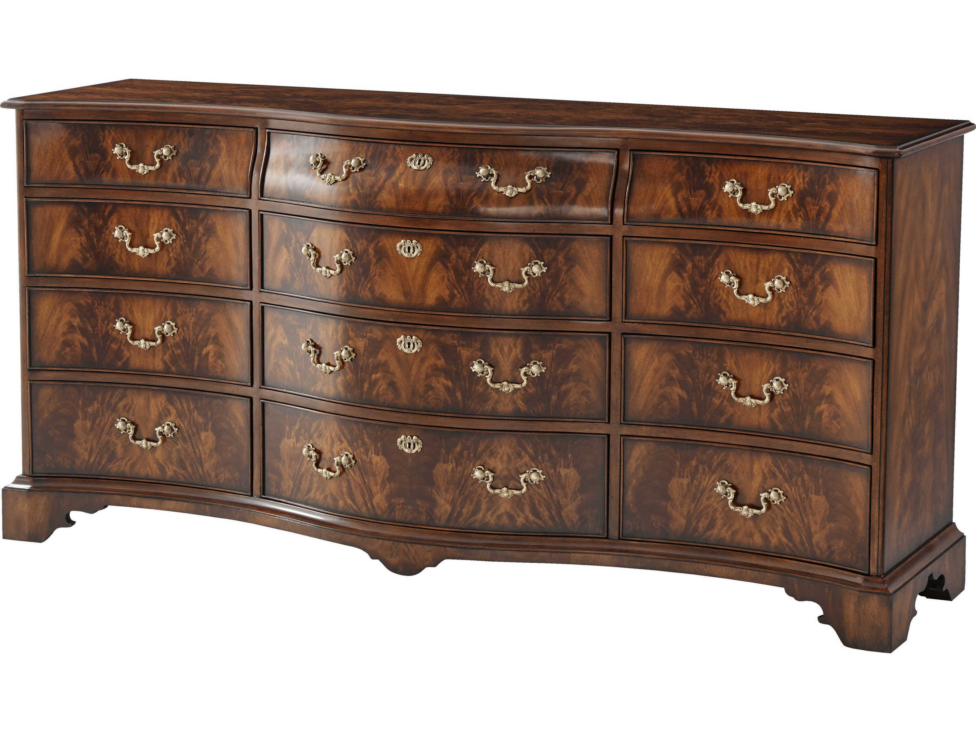 Theodore Alexander Althorp Living History India Silk 12-Drawers Brown Mahogany Wood Dresser