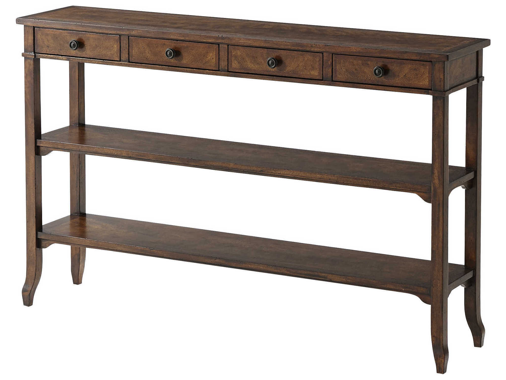 Theodore Alexander Brooksby Rectangular Wood Cerejeira Veneer Mahogany Console Table
