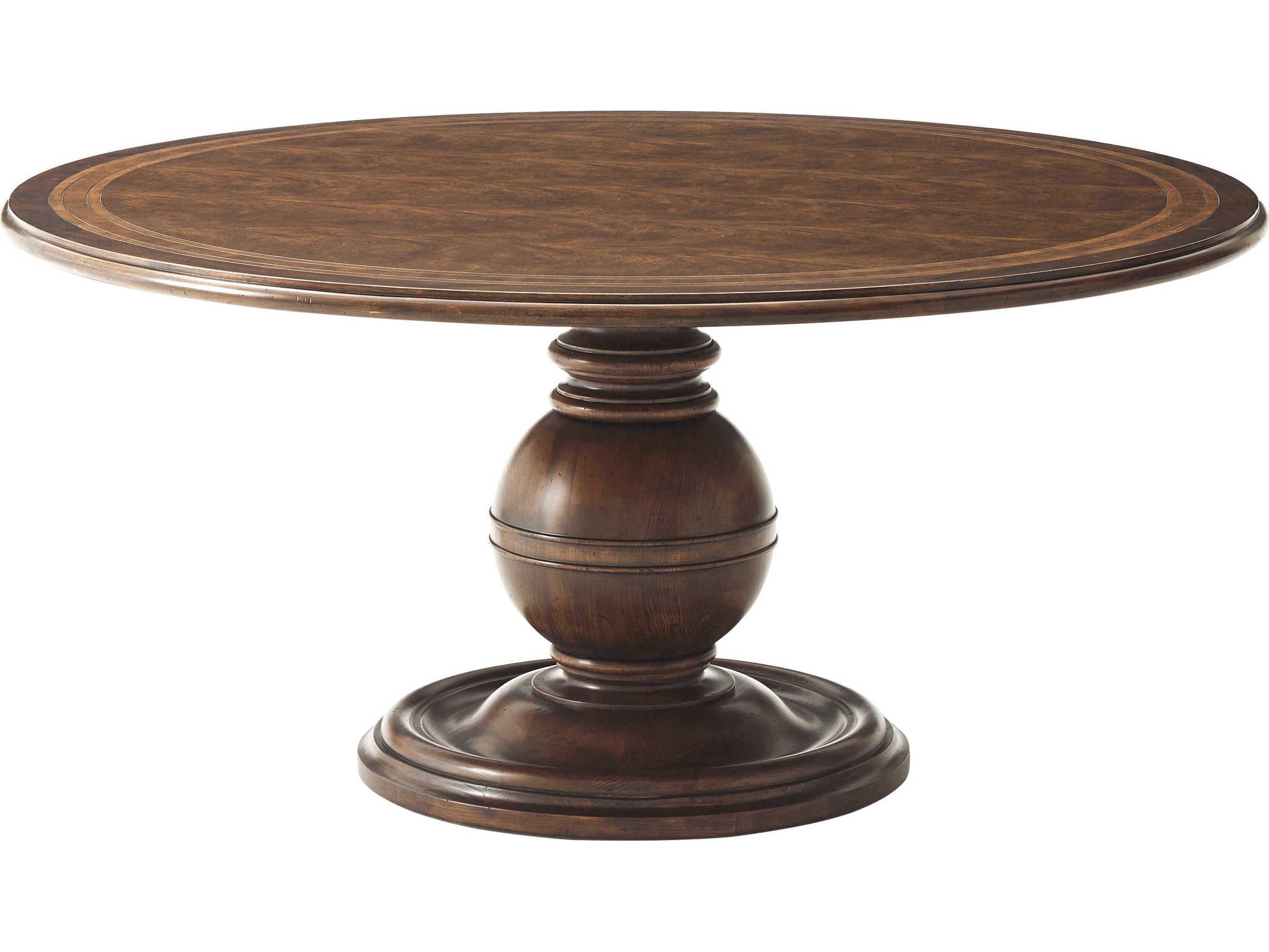 Theodore Alexander Brooksby Round Wood Cerejeira Veneer Mahogany Dining Table