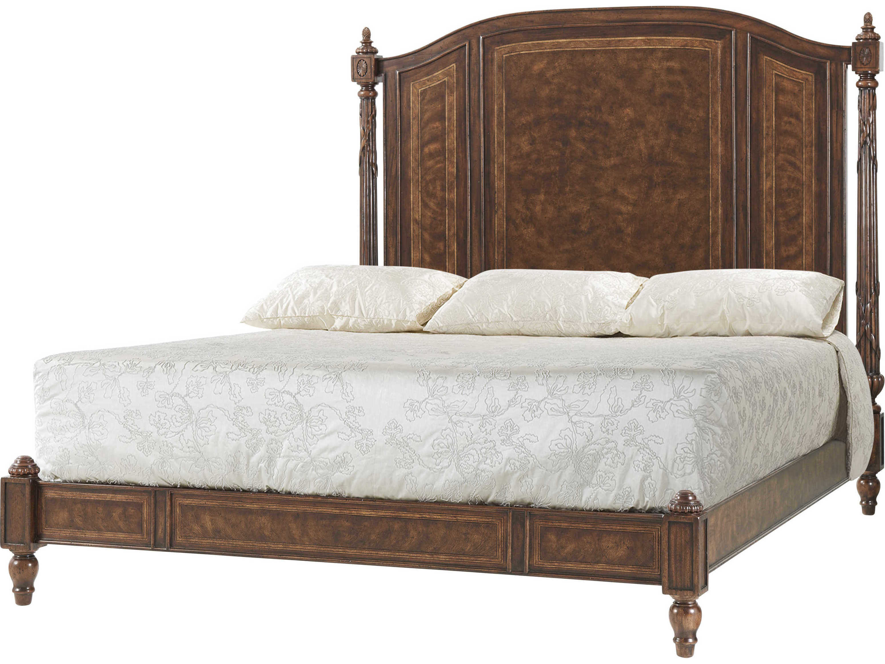 Theodore Alexander Brooksby Cerejeira Veneer Mahogany Brown Wood Queen Platform Bed