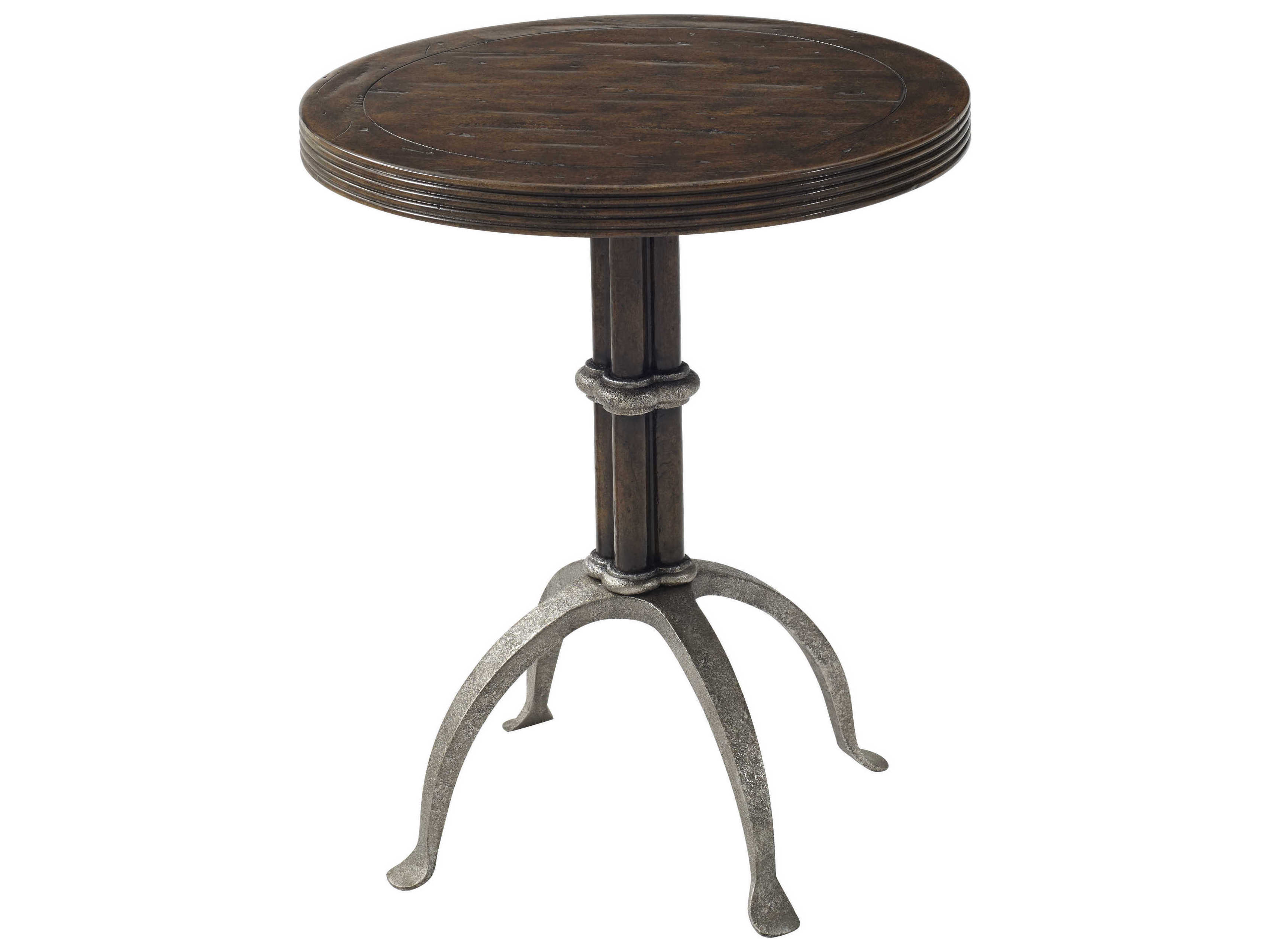 Theodore Alexander Castle Bromwich Round Wood Mahogany Iron End Table