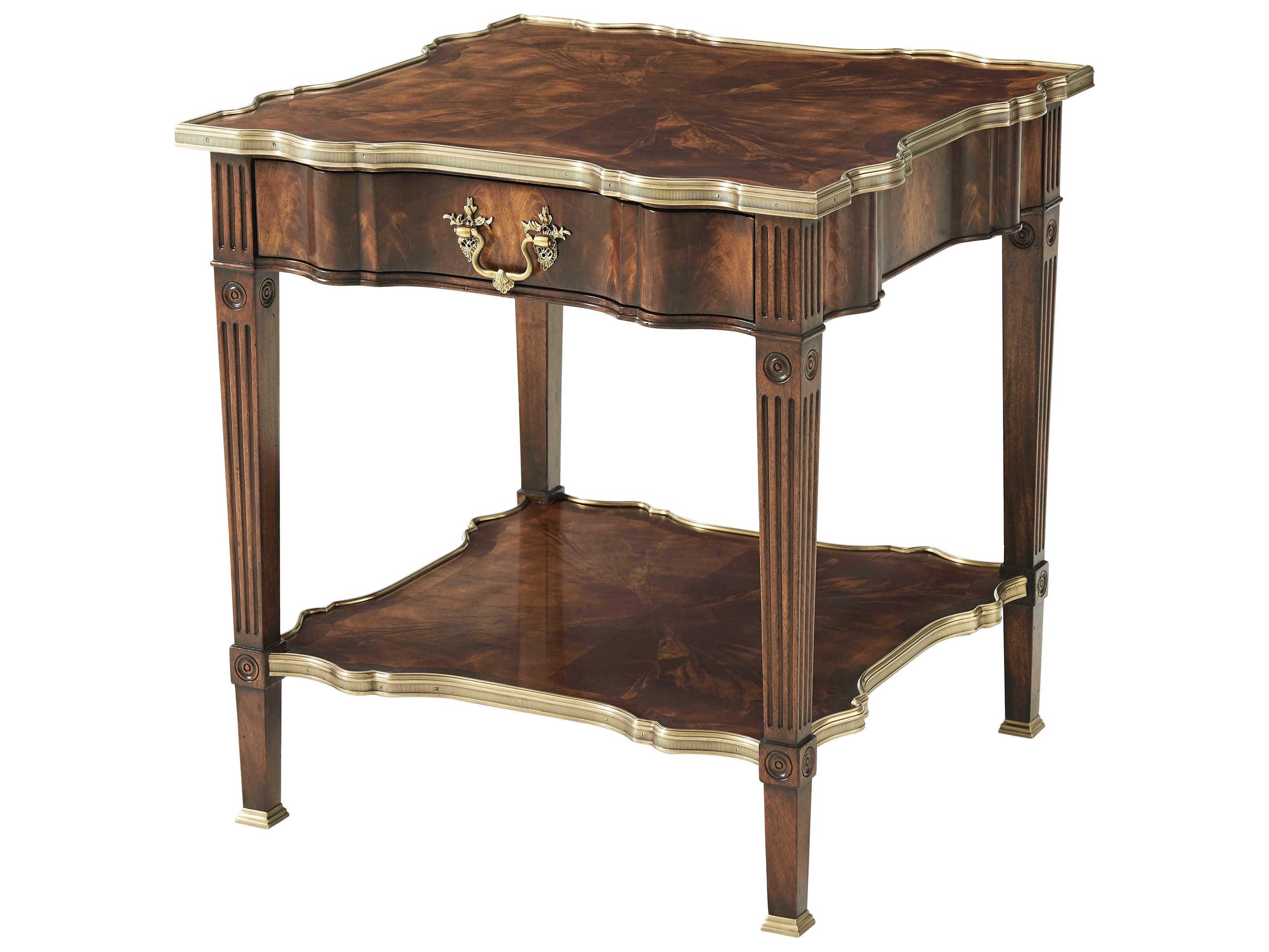 Theodore Alexander Essential Wood Flame Figured Veneer Mahogany End Table