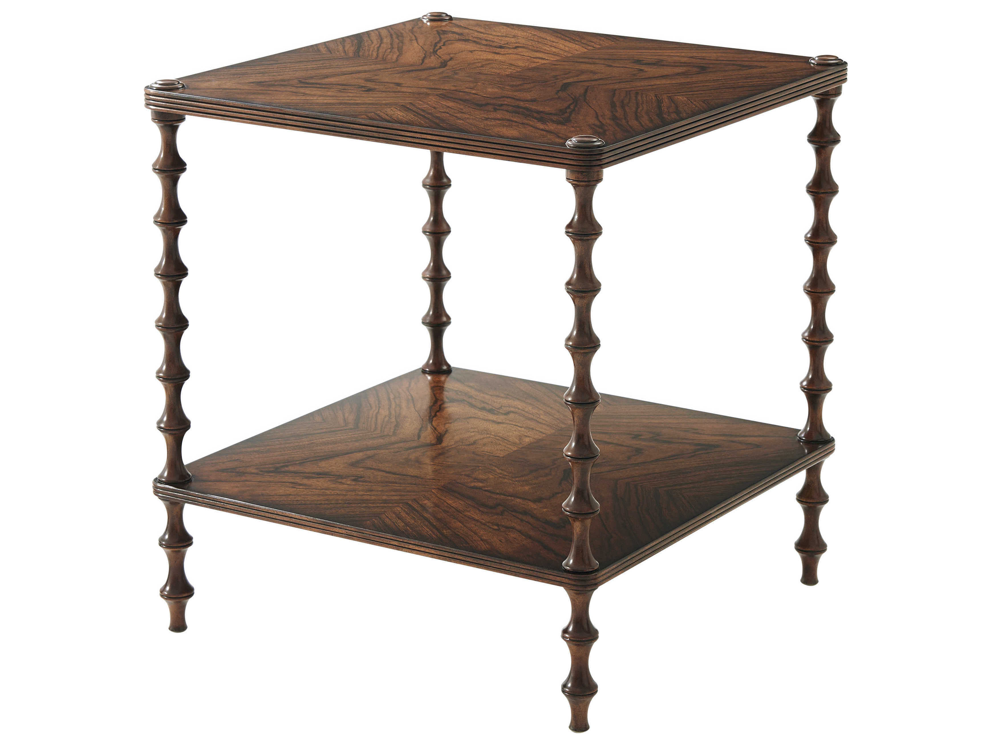 Theodore Alexander Essential Square Wood Pacific Walnut Mahogany End Table