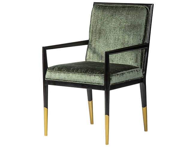 Theodore Alexander Richard Mishaan Beech Wood Black Upholstered Arm Dining Chair