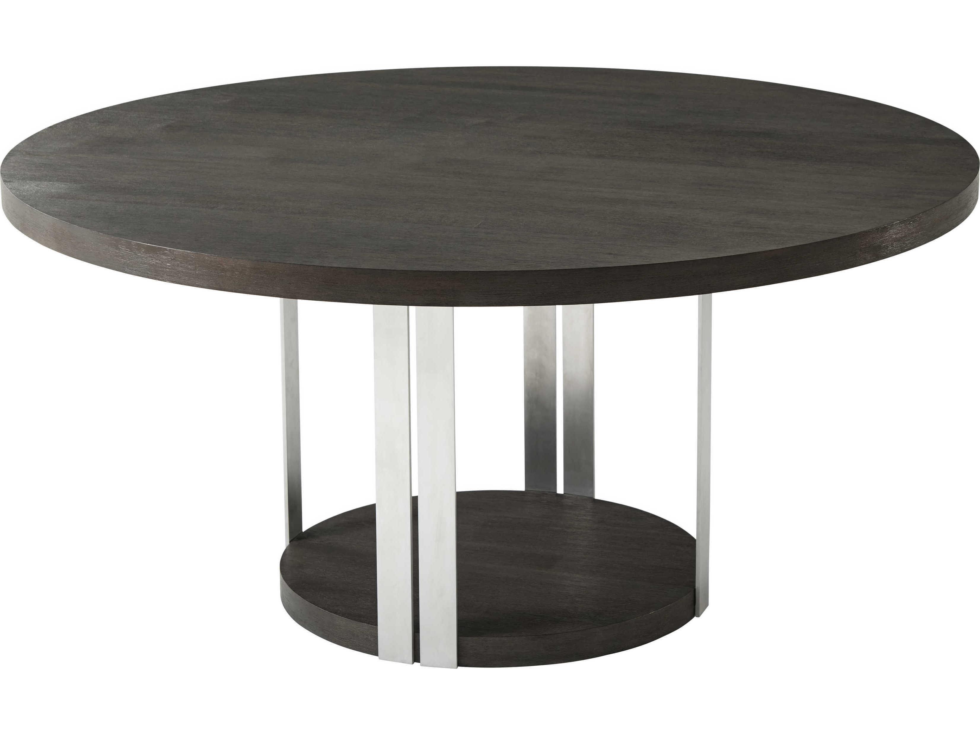 Theodore Alexander Ta Studio No. 1 Round Wood Anise Lati & Brushed Stainless Steel Dining Table