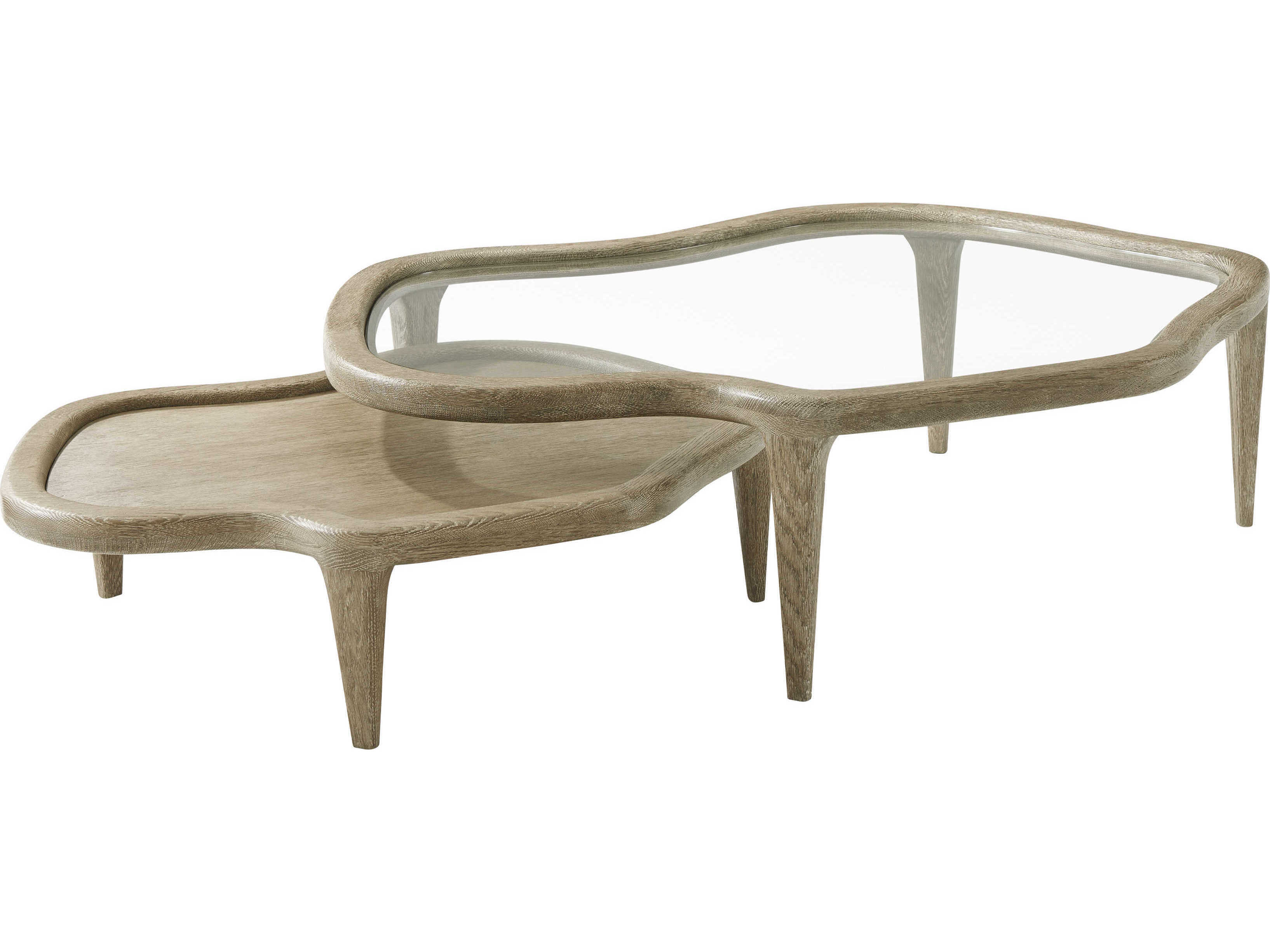 Theodore Alexander The Michael Berman Oak Veneer Glass Coffee Table