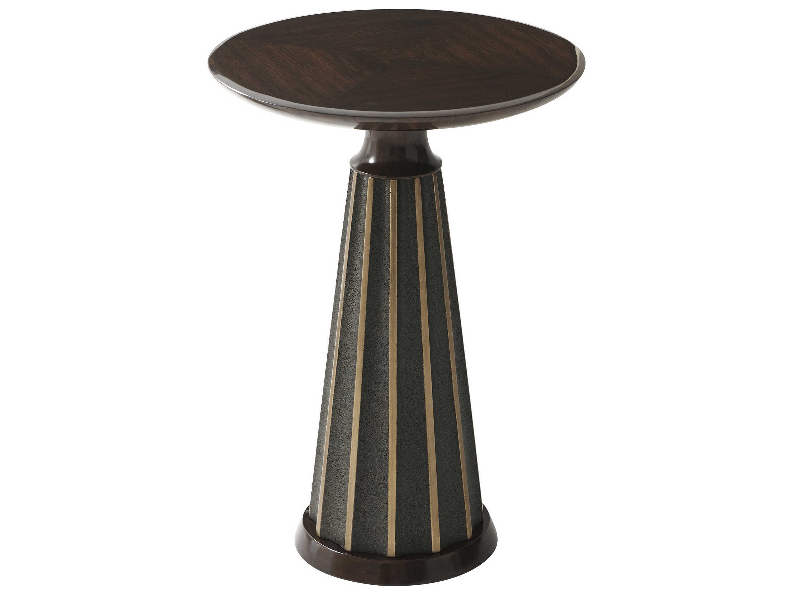Theodore Alexander The Michael Berman Round Wood Walnut Veneer Composite Mahogany End Table