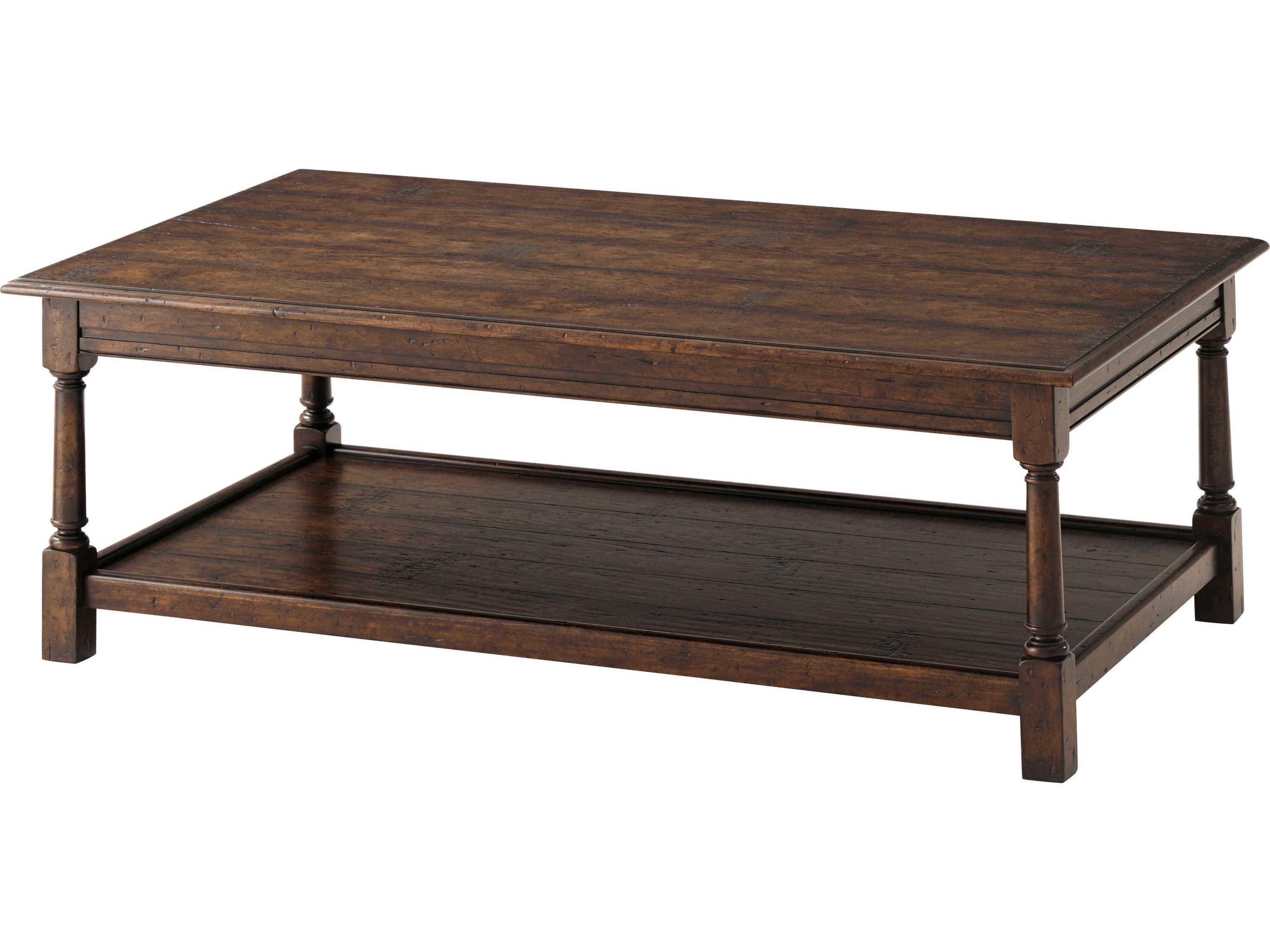 Theodore Alexander Victory Oak Rectangular Wood Mahogany Reclaimed Veneer Coffee Table
