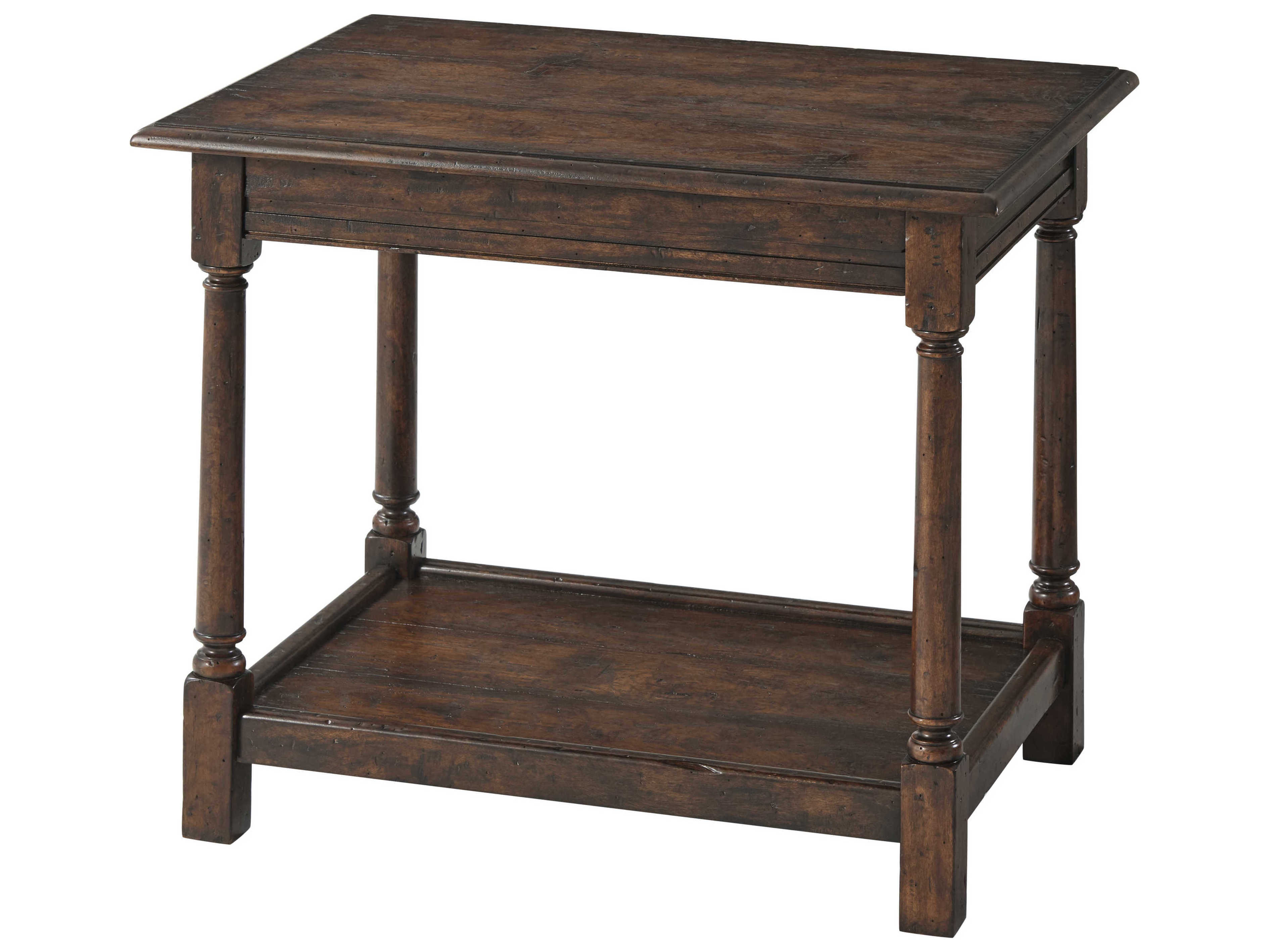 Theodore Alexander Victory Oak Rectangular Wood Mahogany Reclaimed Veneer End Table