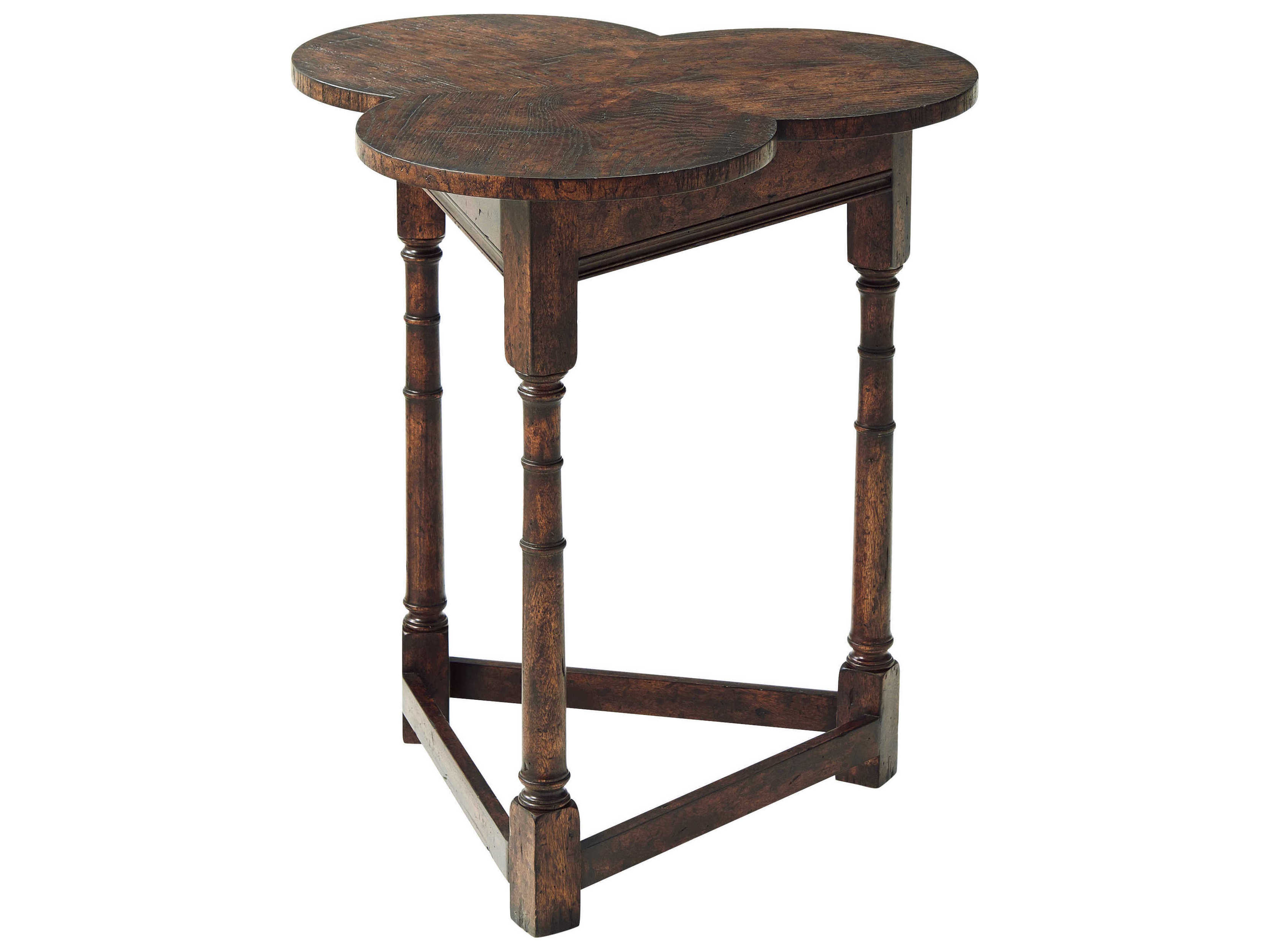 Theodore Alexander Victory Oak Wood Mahogany Reclaimed Veneer End Table