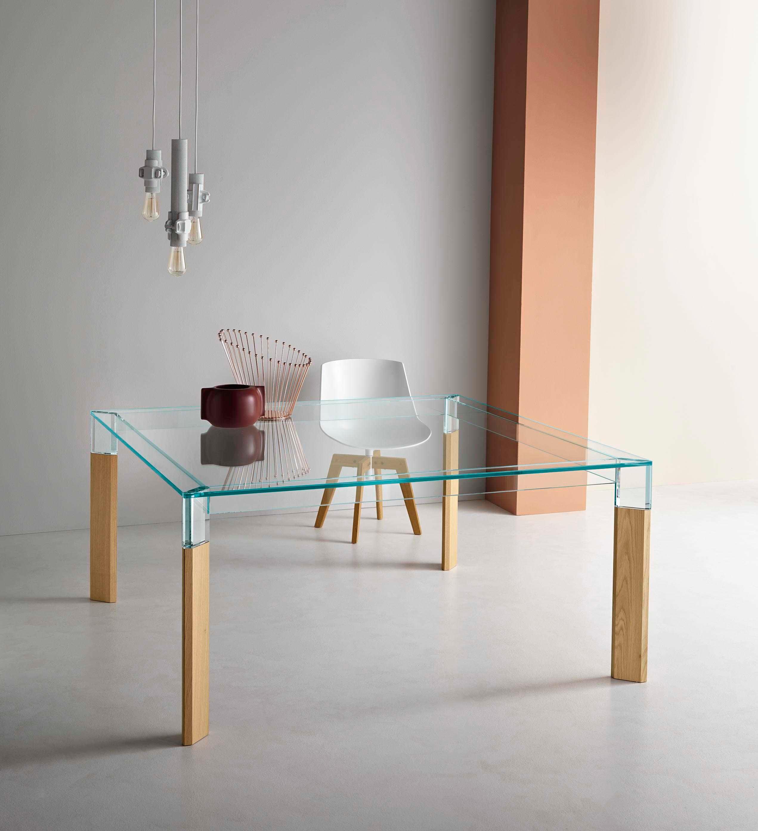 Tonelli Perseo Square Glass Dining Table
