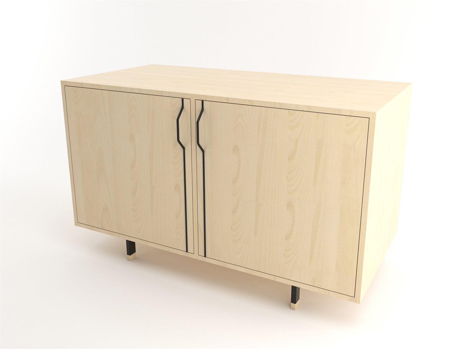 Tronk Design Chapman Storage Collection 47" Maple Wood Black Sideboard