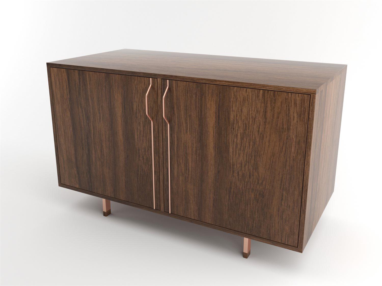 Tronk Design Chapman Storage Collection 47" Walnut Wood Rose Copper Sideboard