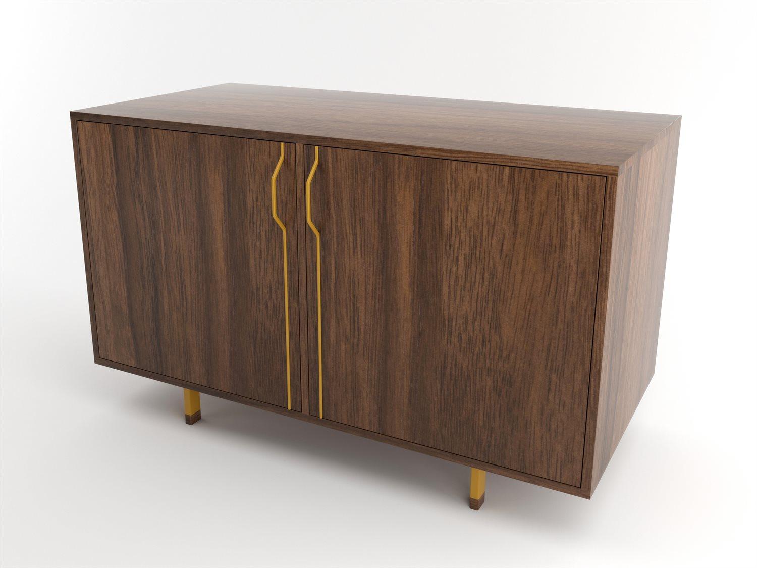 Tronk Design Chapman Storage Collection 47" Walnut Wood Mustard Sideboard