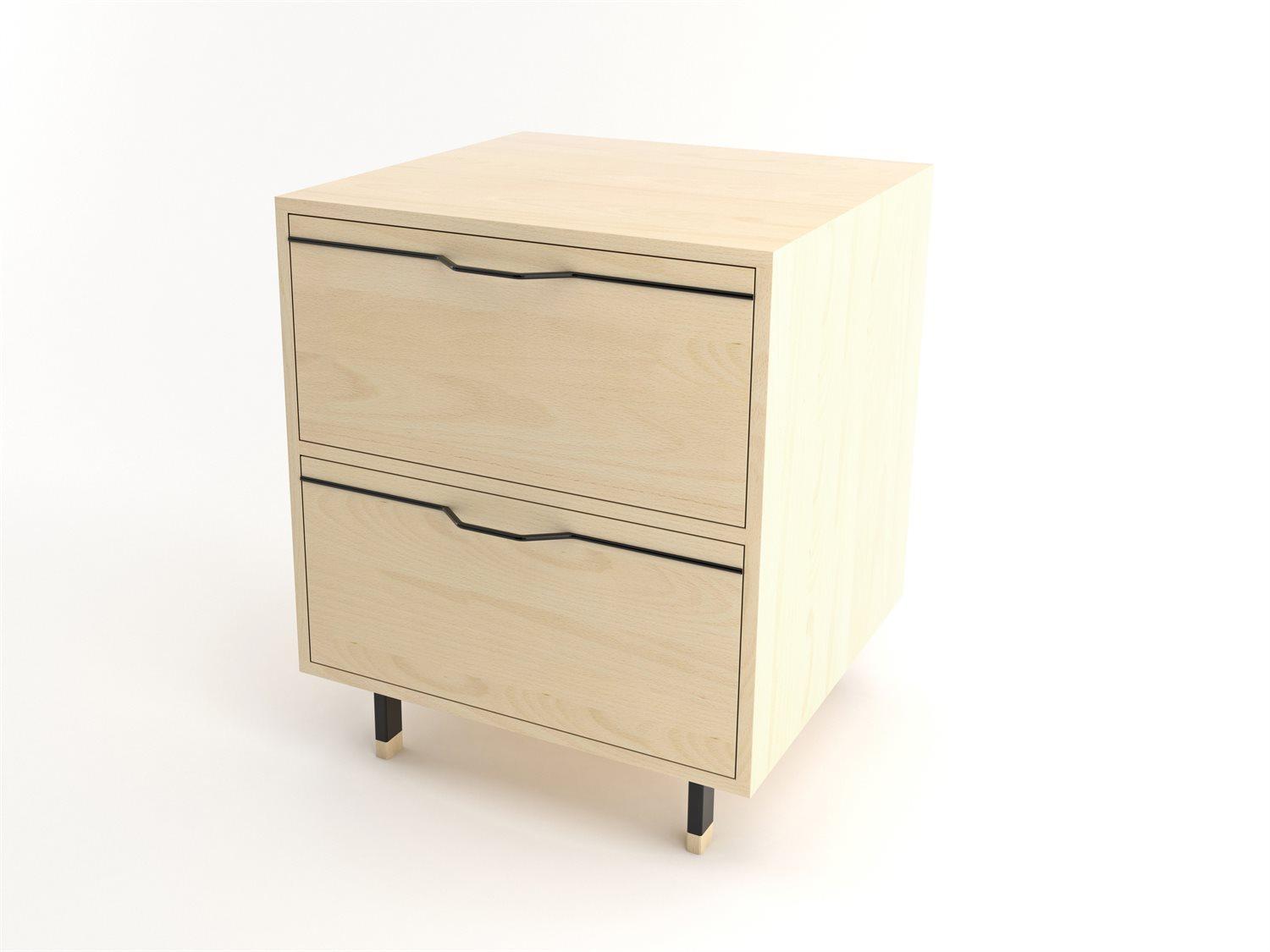 Tronk Design Chapman Storage Collection 2-Drawers Beige Maple Wood Nightstand