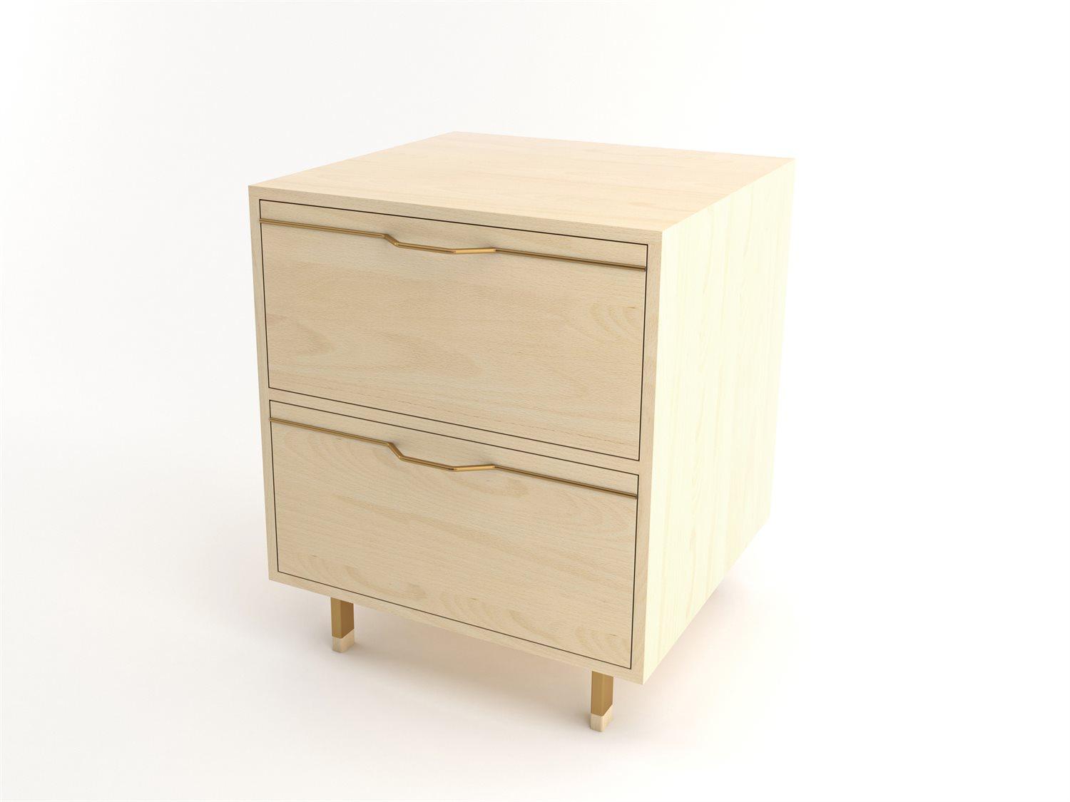 Tronk Design Chapman Storage Collection 2-Drawers Beige Maple Wood Nightstand