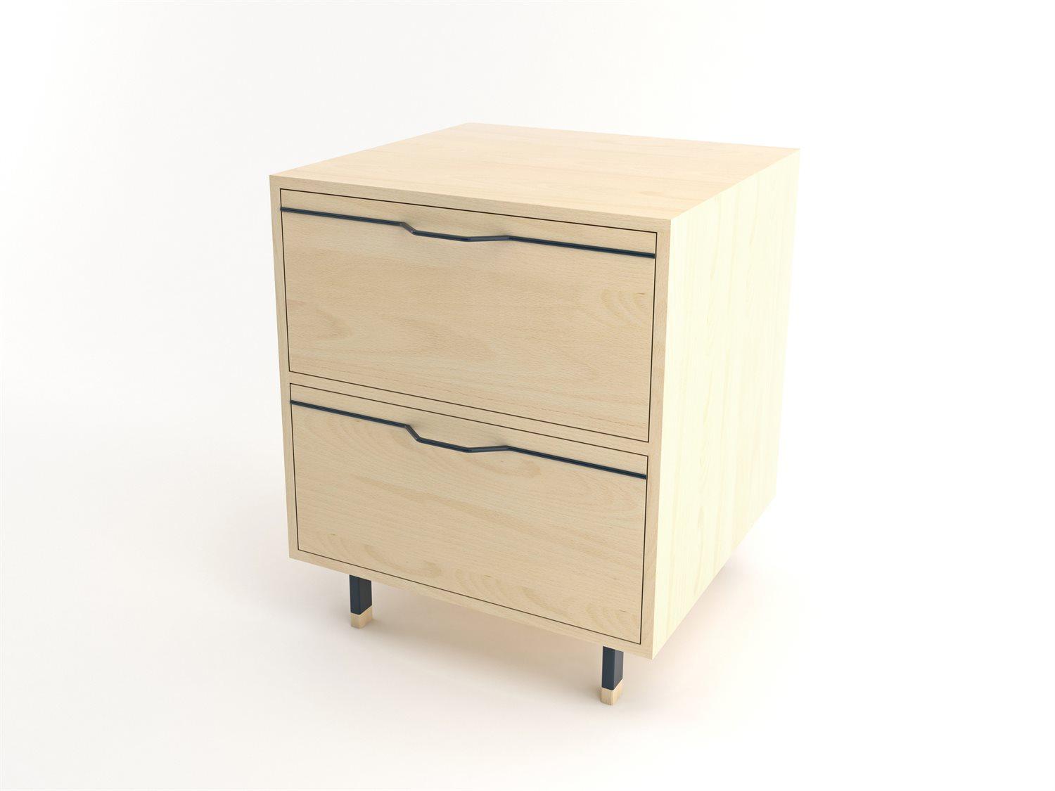 Tronk Design Chapman Storage Collection 2-Drawers Beige Maple Wood Nightstand
