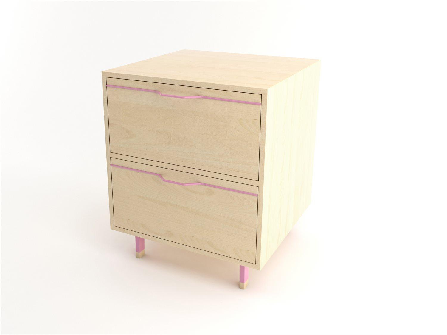 Tronk Design Chapman Storage Collection 2-Drawers Beige Maple Wood Nightstand