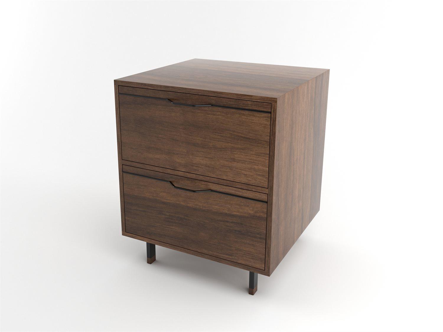 Tronk Design Chapman Storage Collection 2-Drawers Brown Walnut Wood Nightstand