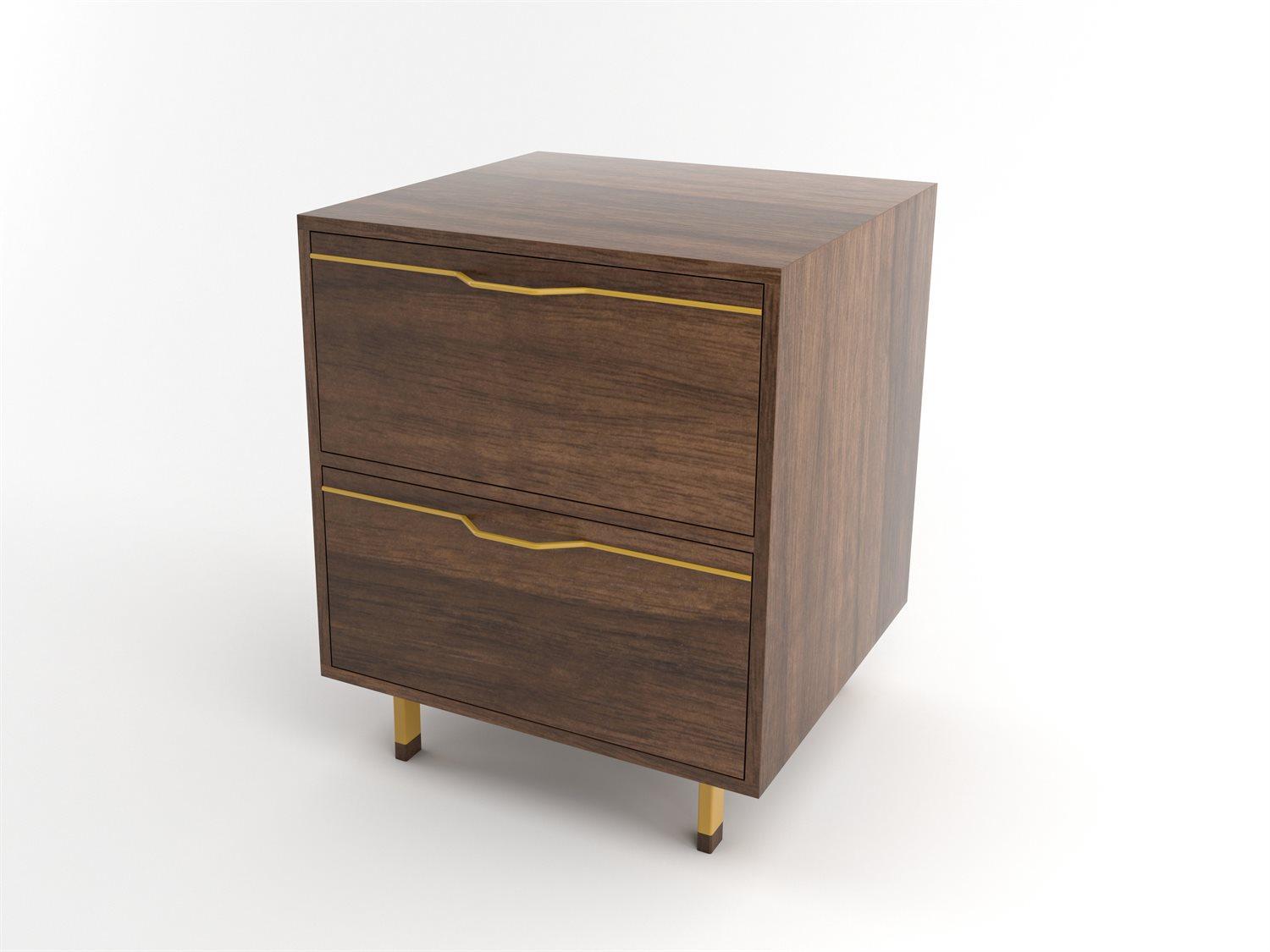 Tronk Design Chapman Storage Collection 2-Drawers Brown Walnut Wood Nightstand