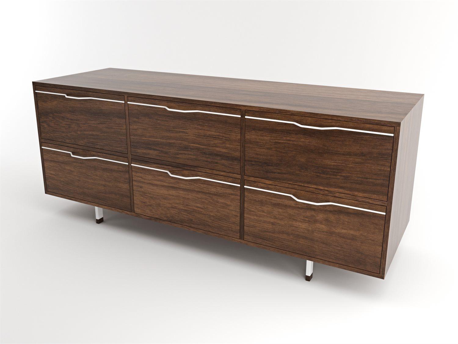 Tronk Design Chapman Storage 6-Drawers Brown Walnut Wood Dresser