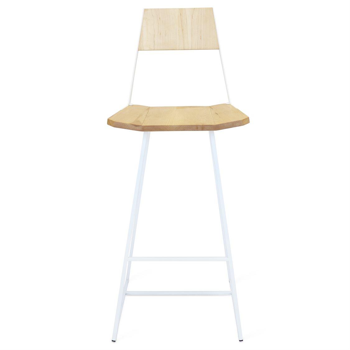 Tronk Design Clarke Collection Maple Wood White Bar Stool