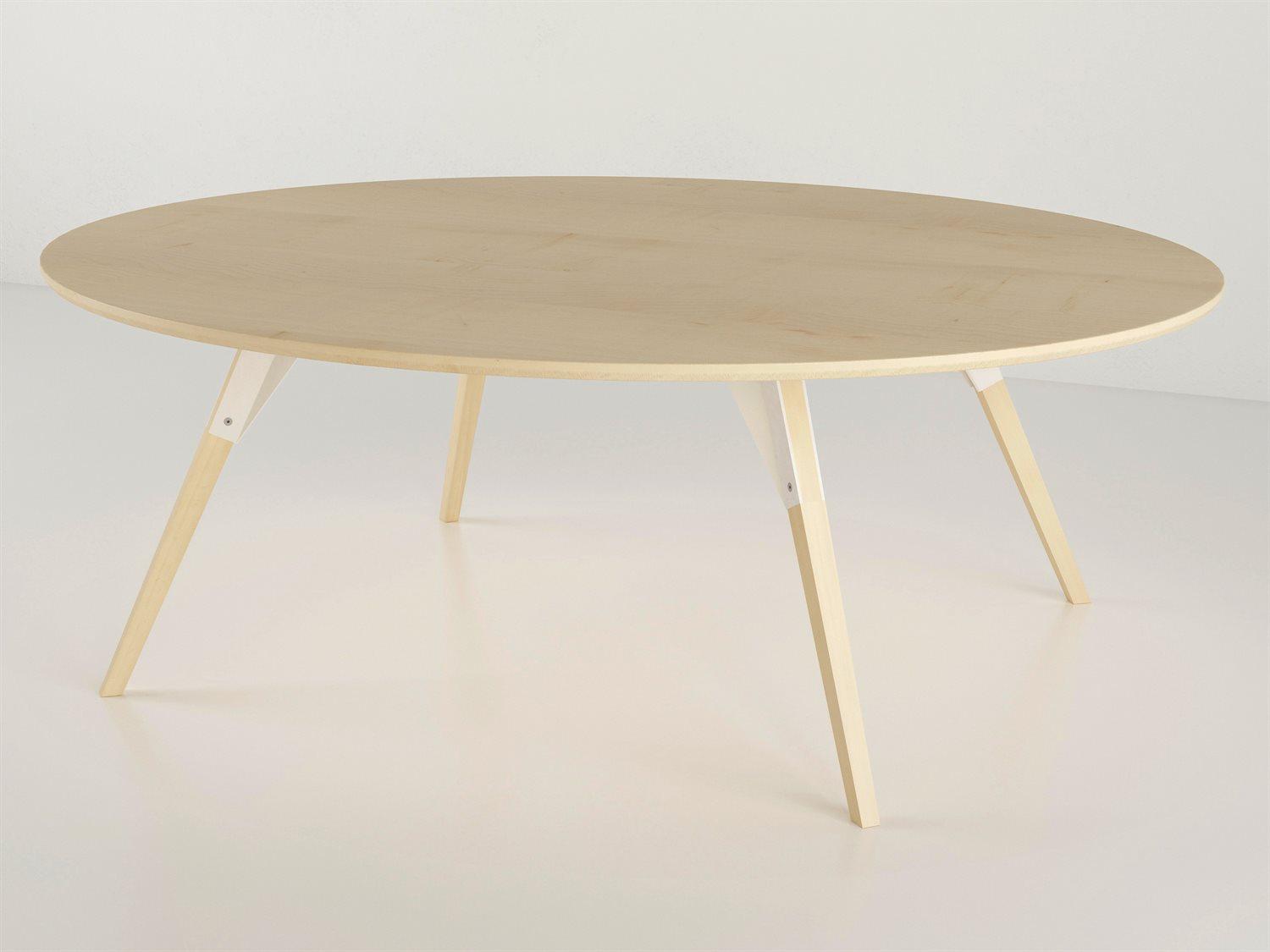 Tronk Design Clarke Collection Oval Wood White Coffee Table
