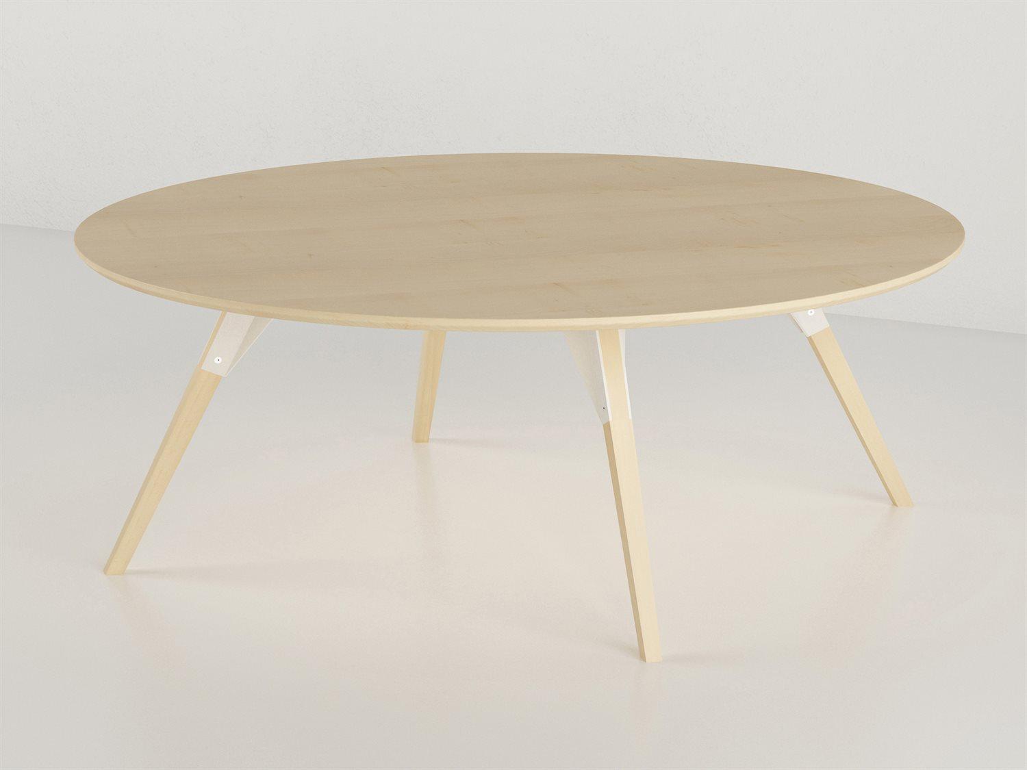 Tronk Design Clarke Collection Round Wood White Coffee Table