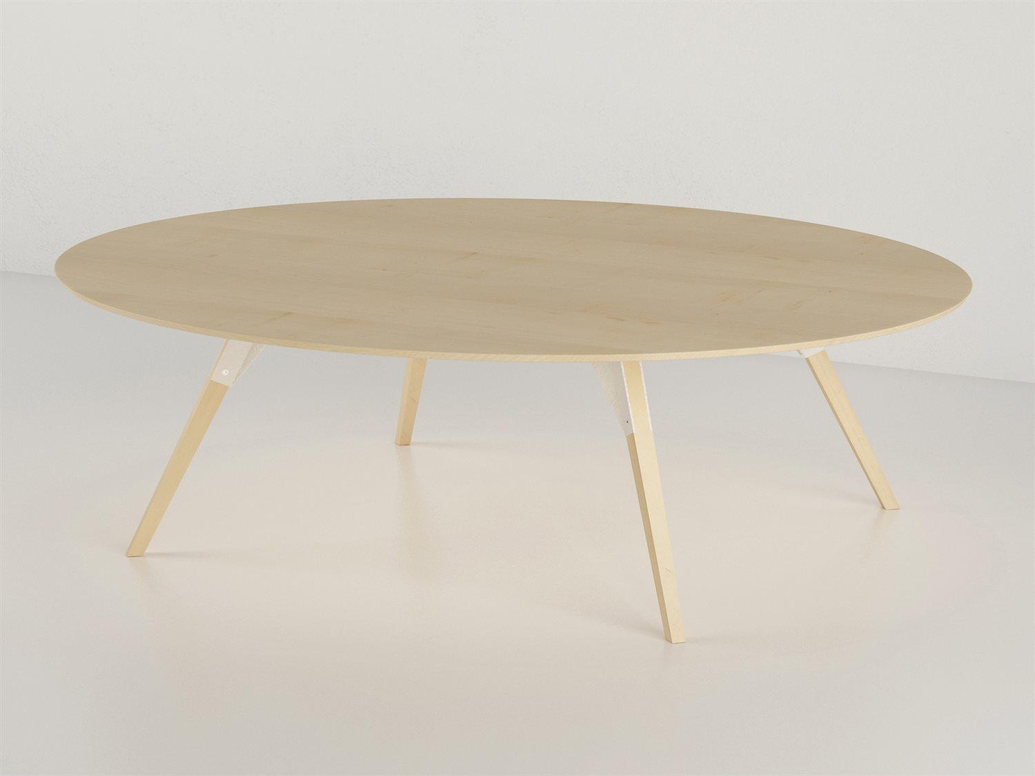 Tronk Design Clarke Collection Oval Wood White Coffee Table
