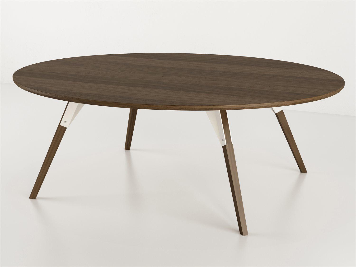 Tronk Design Clarke Collection Oval Wood White Coffee Table