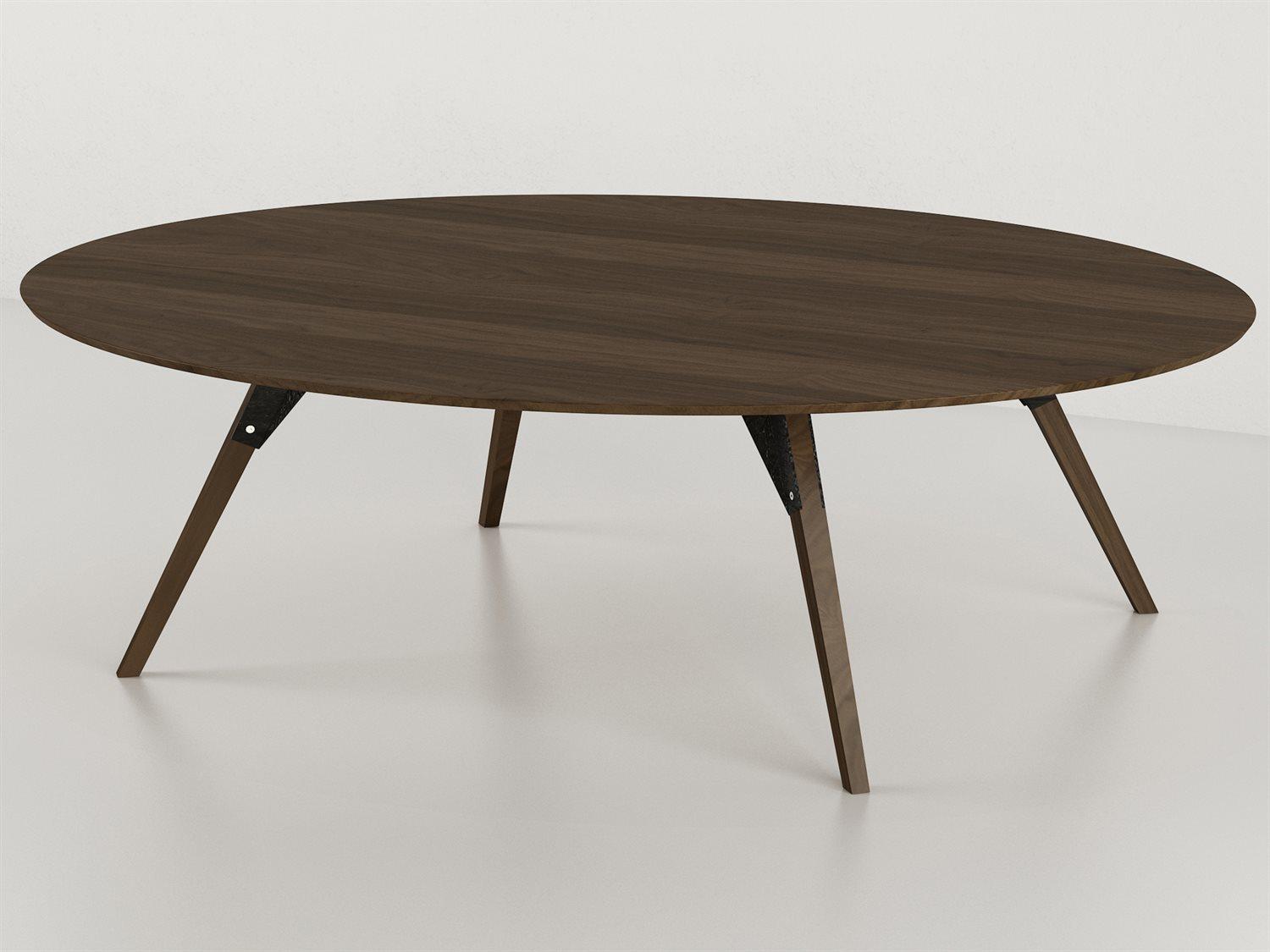 Tronk Design Clarke Collection Oval Wood Black Coffee Table