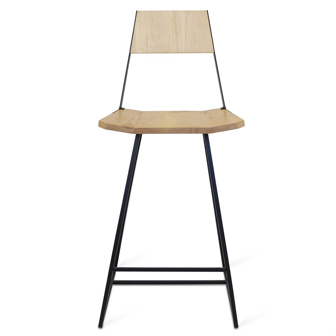 Tronk Design Clarke Collection Maple Wood Black Counter Stool