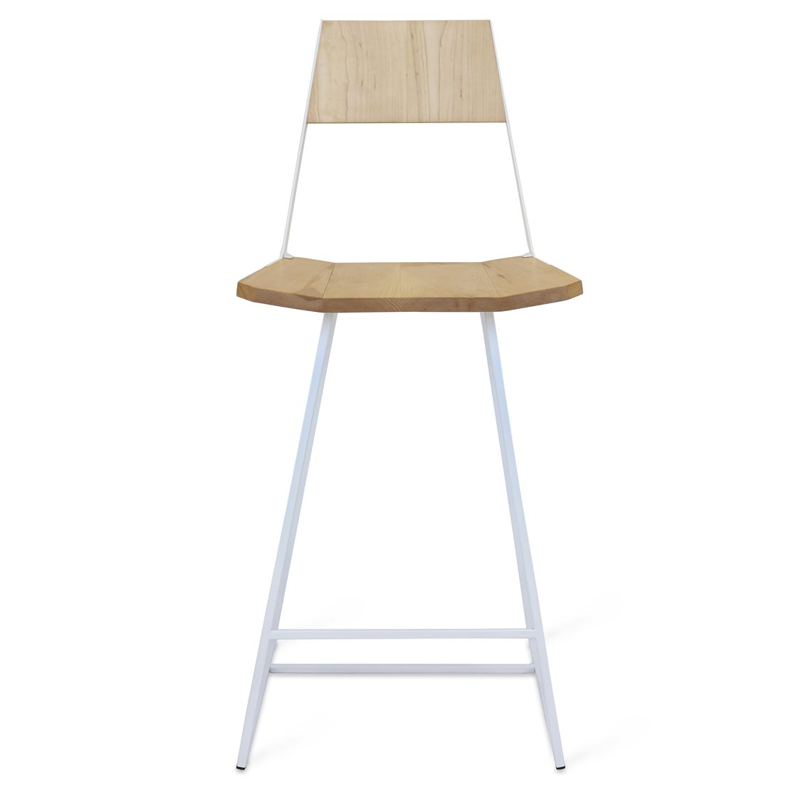 Tronk Design Clarke Collection Maple Wood White Counter Stool