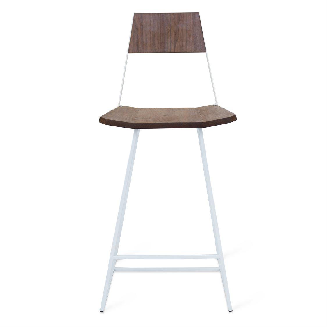 Tronk Design Clarke Collection Walnut Wood White Counter Stool