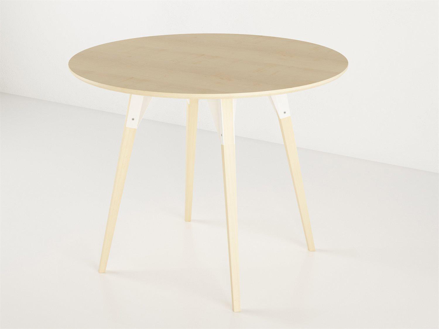 Tronk Design Clarke Collection Round Wood White Dining Table