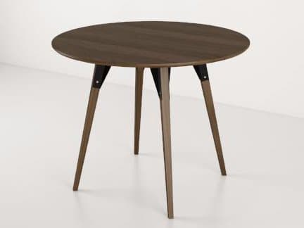 Tronk Design Clarke Collection Round Wood Black Dining Table